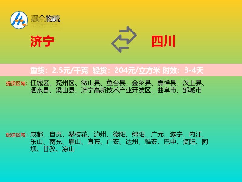 济宁到四川轿车托运