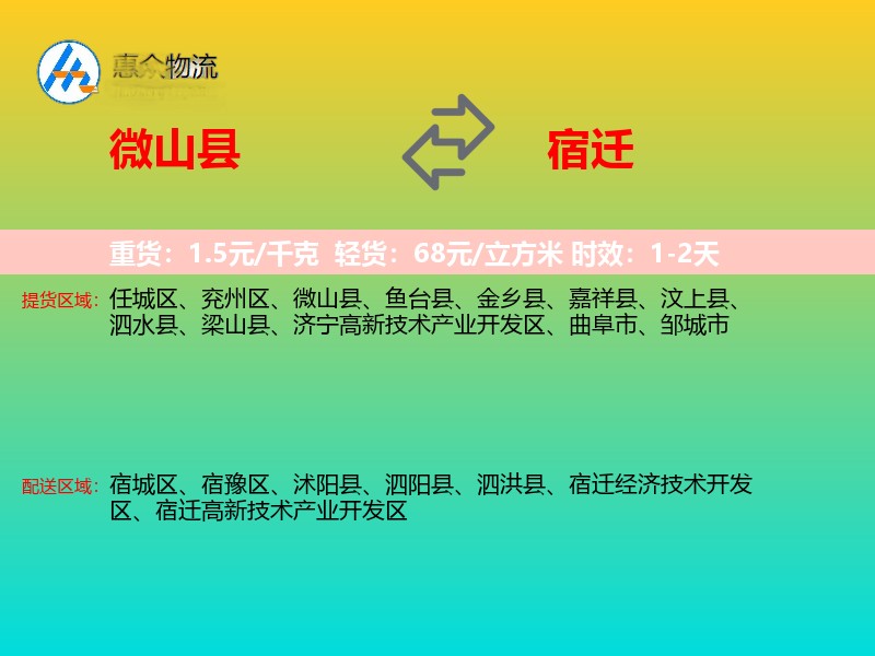 微山县到宿迁物流专线