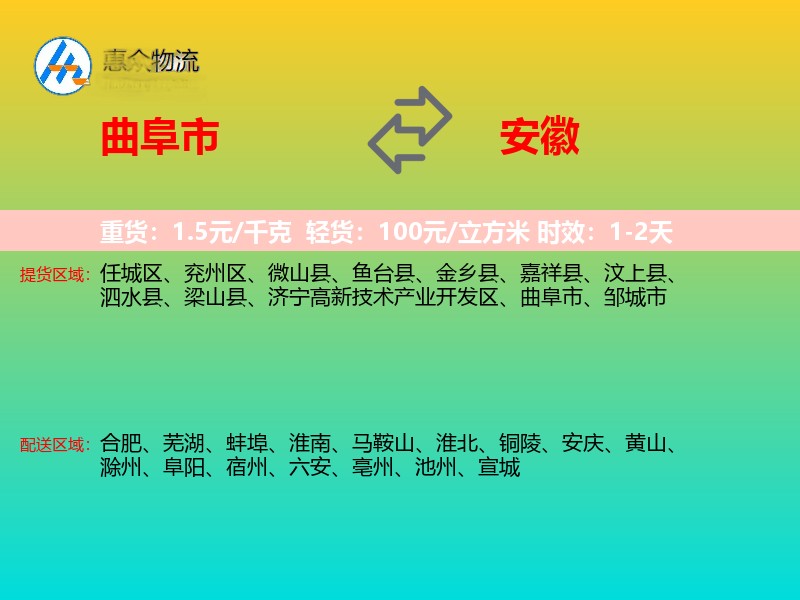 曲阜市到安徽长途搬家