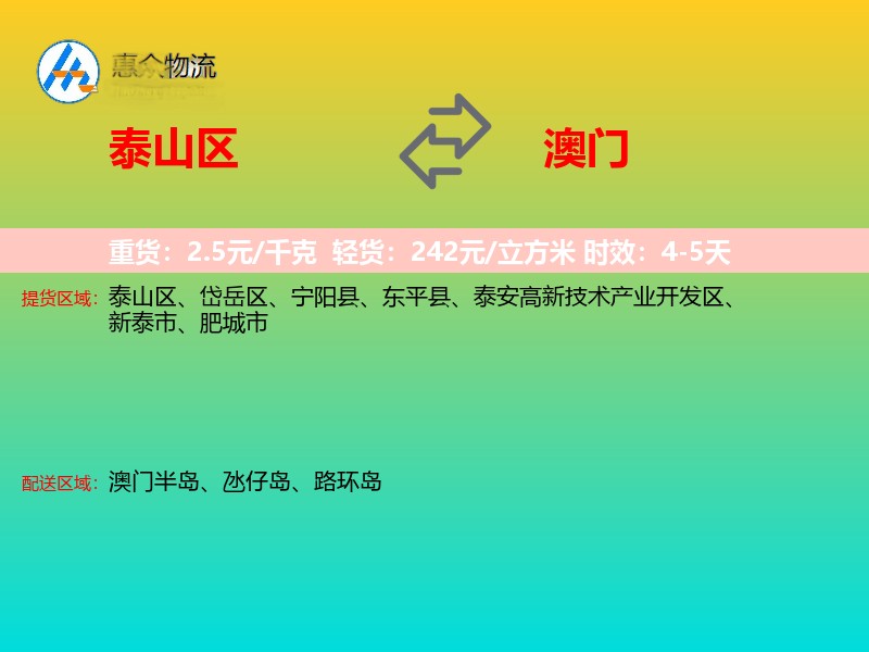 泰山区到澳门长途搬家