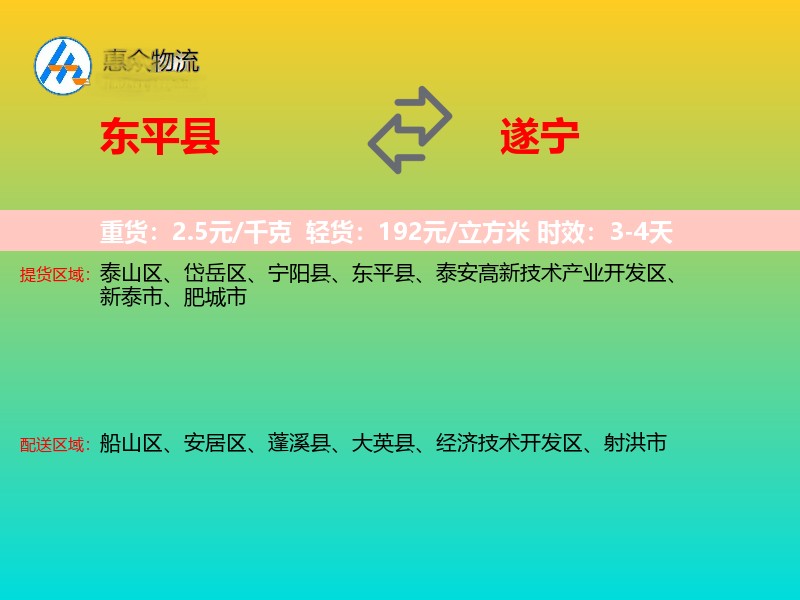 东平县到遂宁物流专线