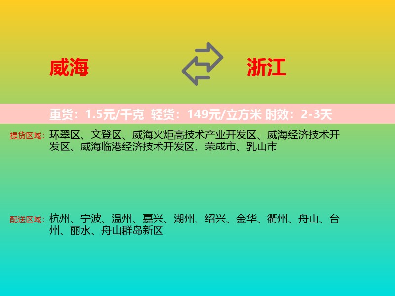 威海到浙江长途搬家