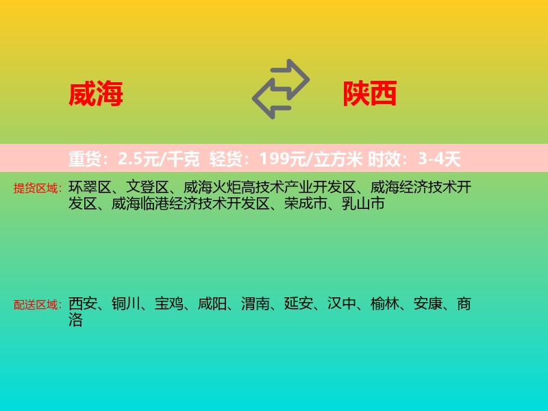 威海到陕西长途搬家