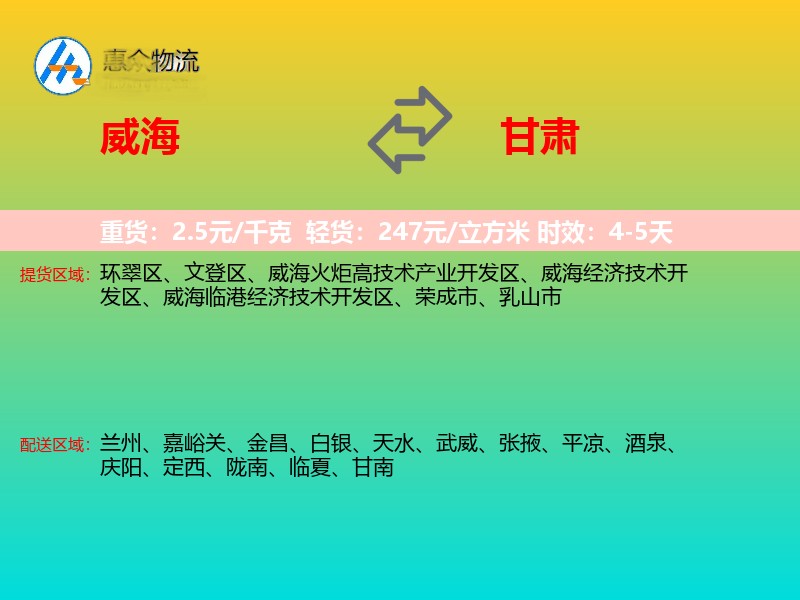 威海到甘肃长途搬家
