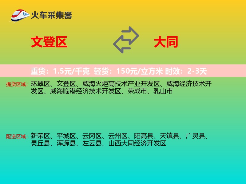 文登区到大同物流专线
