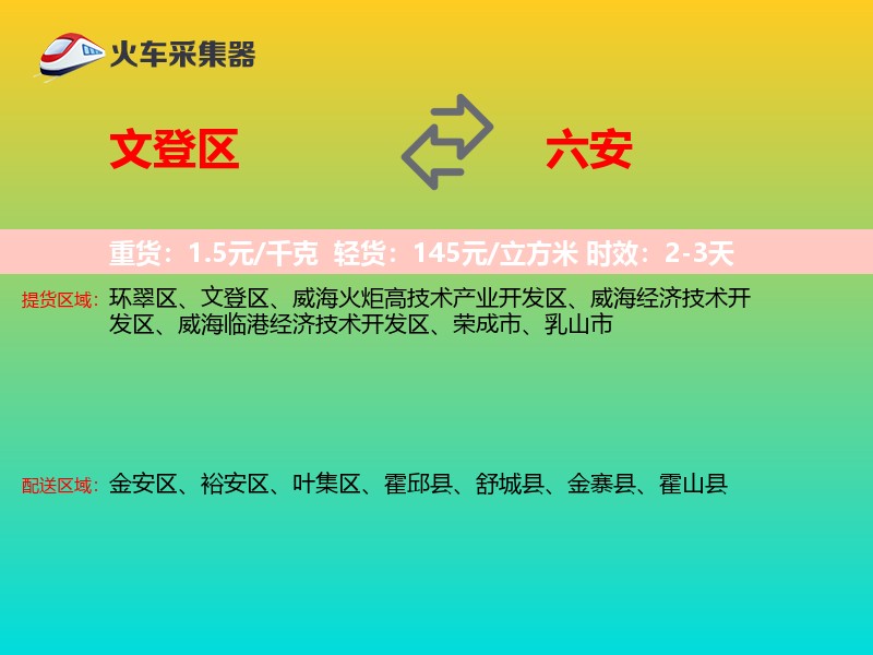 文登区到六安物流专线