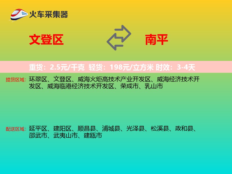 文登区到南平物流专线