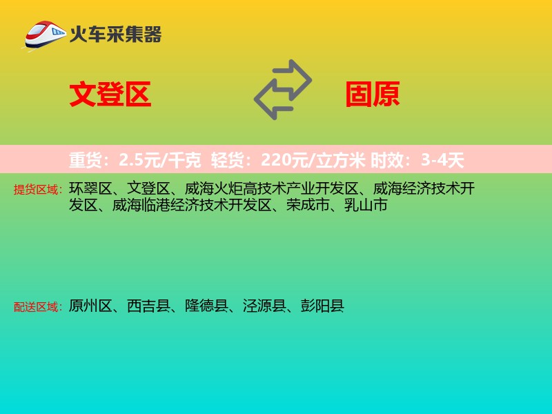 文登区到固原物流专线