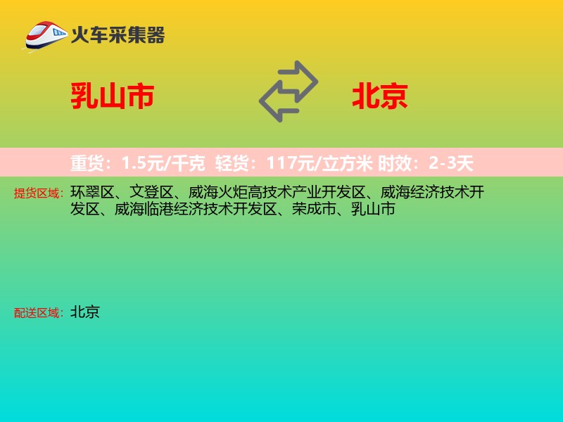 乳山市到北京物流专线