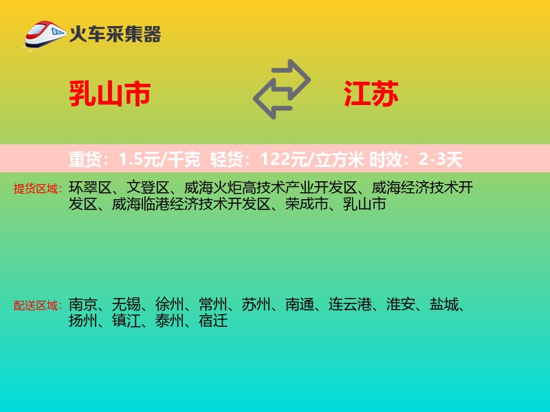 乳山市到江苏物流专线