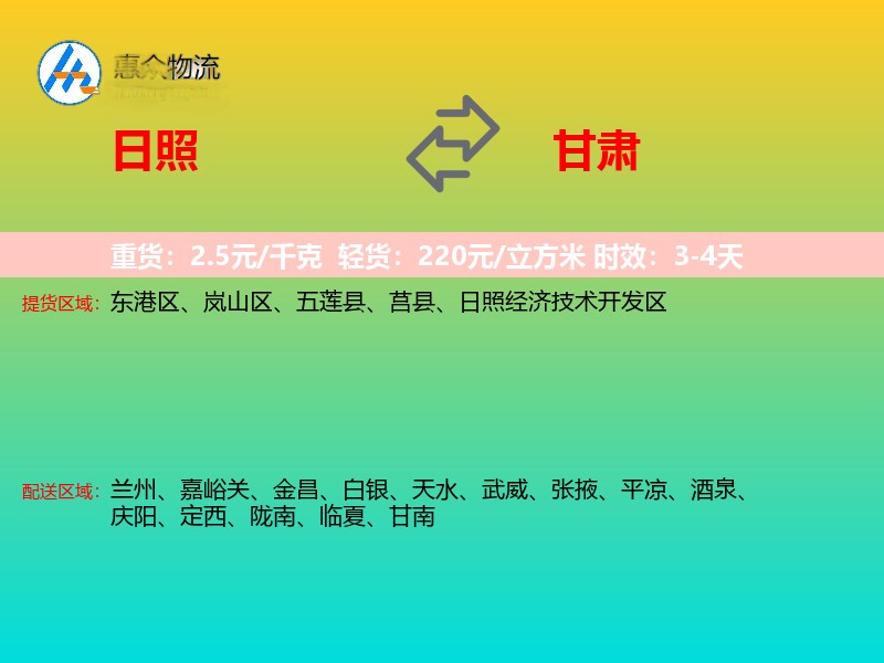 日照到甘肃轿车托运