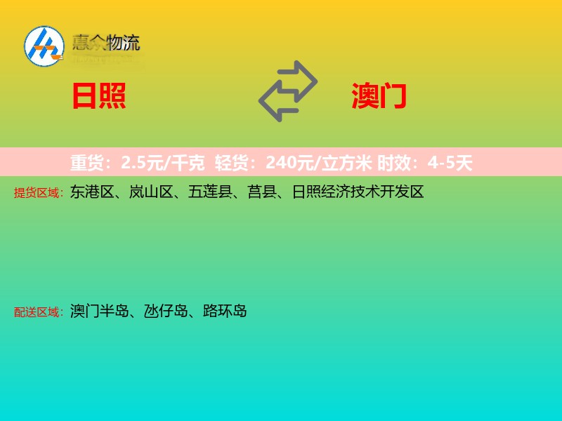 日照到澳门轿车托运
