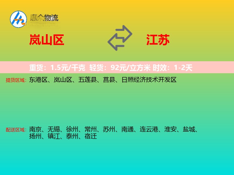 岚山区到江苏物流专线