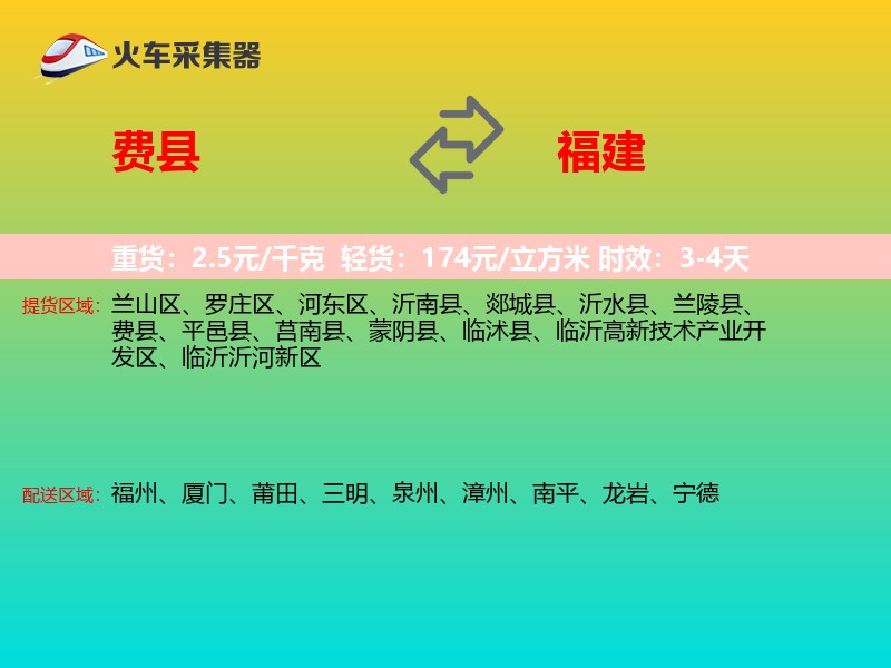 费县到福建物流专线