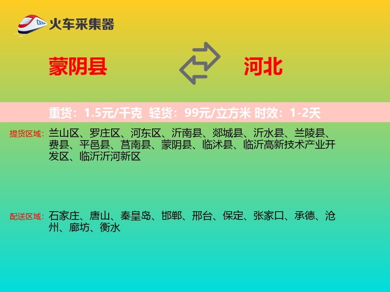 蒙阴县到河北物流专线