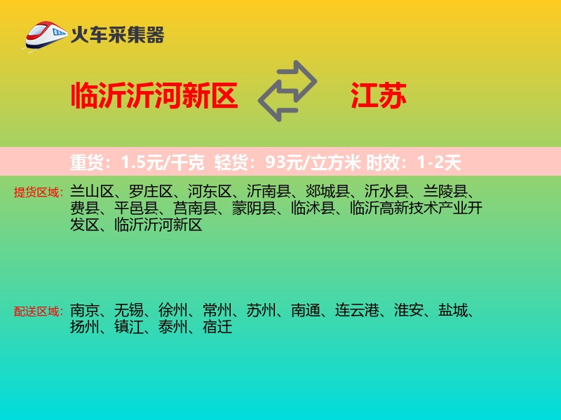 临沂沂河新区到江苏物流专线