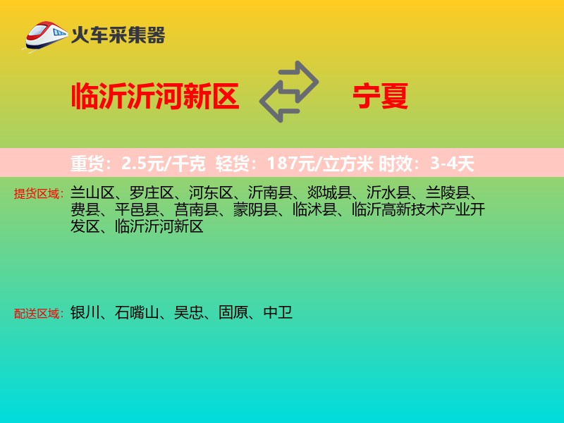 临沂沂河新区到宁夏物流专线