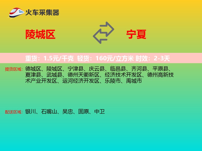 陵城区到宁夏物流专线