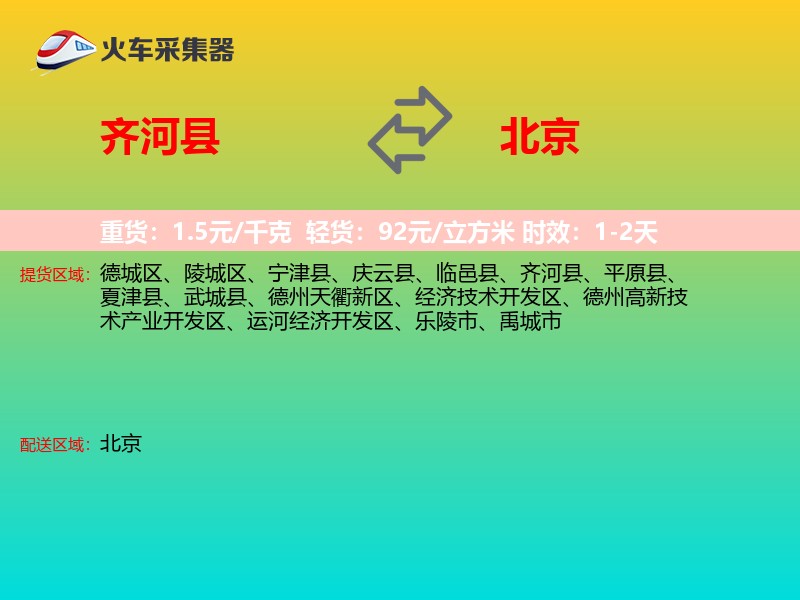齐河县到北京物流专线