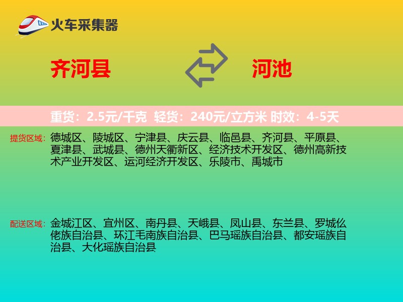 齐河县到河池物流专线