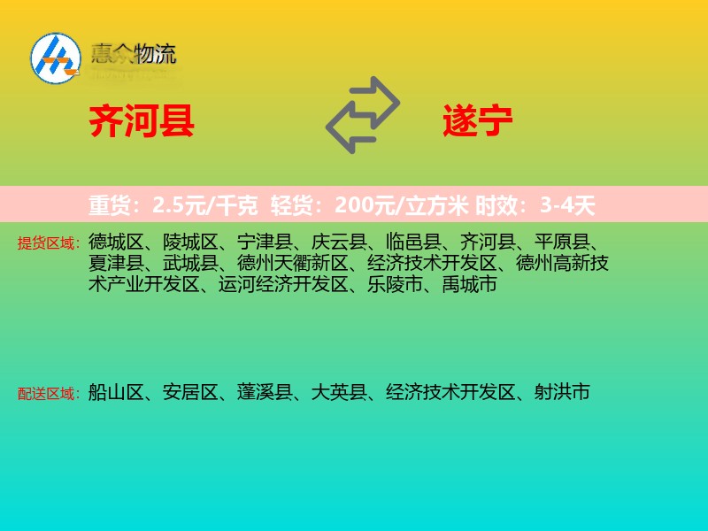 齐河县到遂宁物流专线