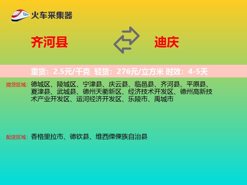 齐河县到迪庆物流专线