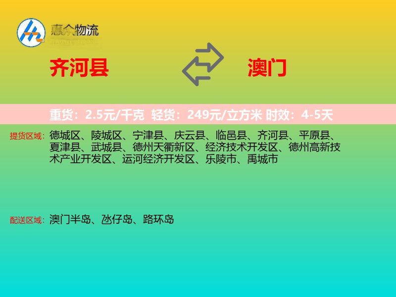 齐河县到澳门轿车托运