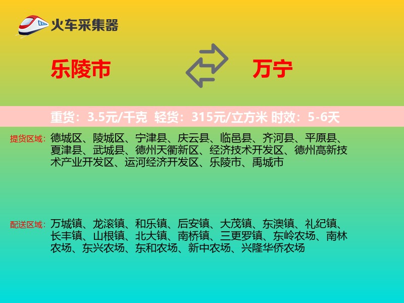 乐陵市到万宁物流专线