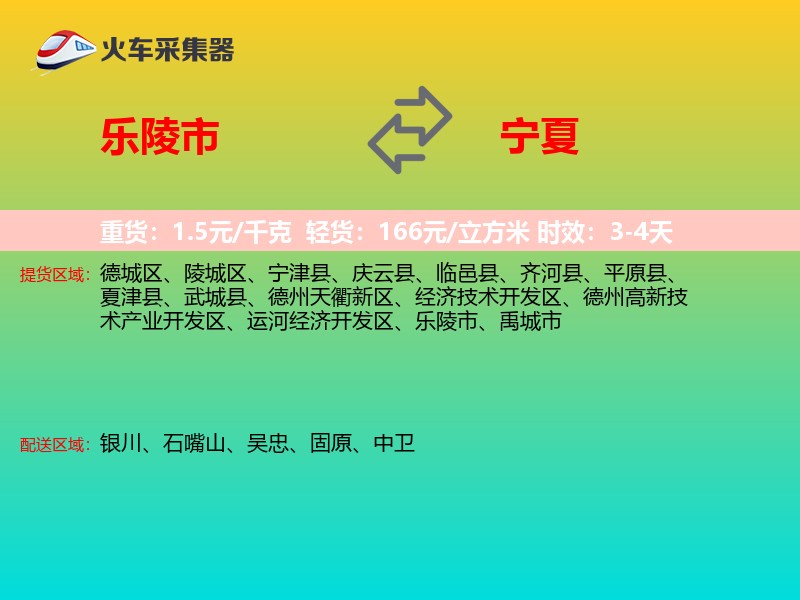 乐陵市到宁夏物流专线