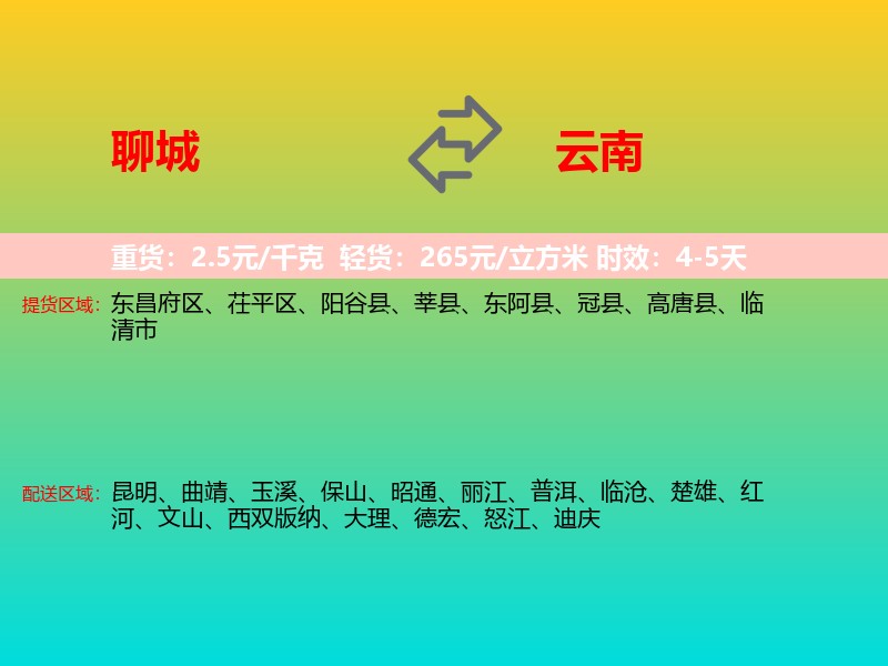 聊城到云南长途搬家