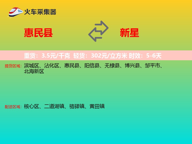 惠民县到新星物流专线