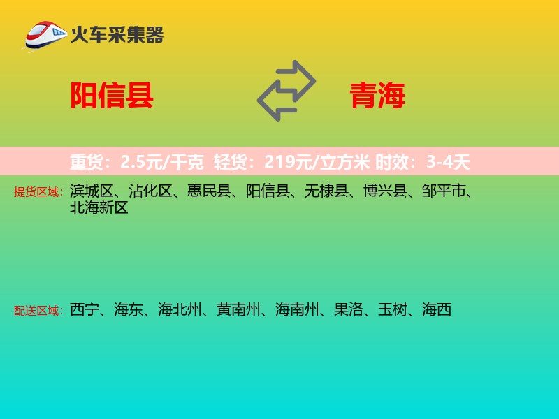 阳信县到青海物流专线