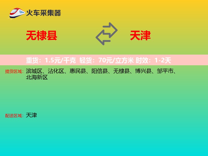 无棣县到天津物流专线
