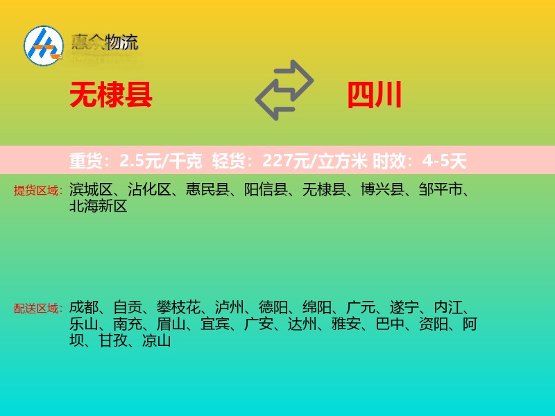无棣县到四川长途搬家