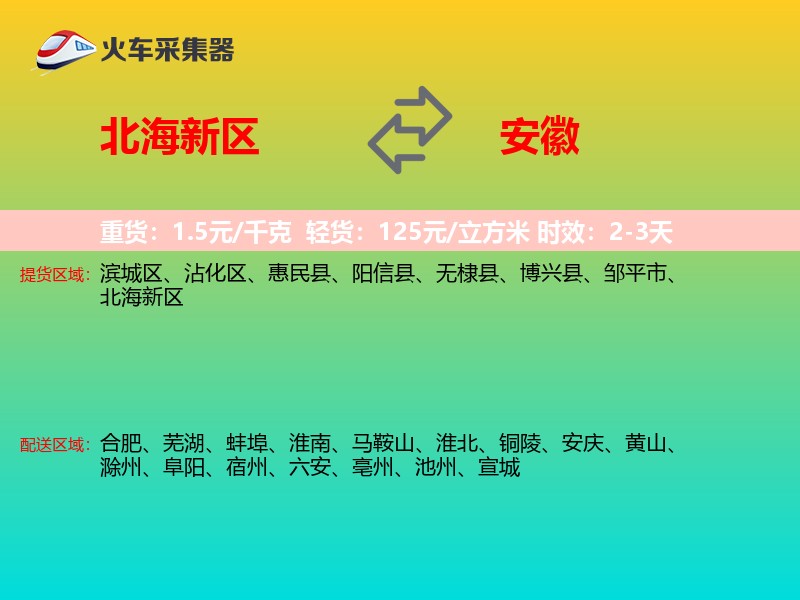 北海新区到安徽长途搬家