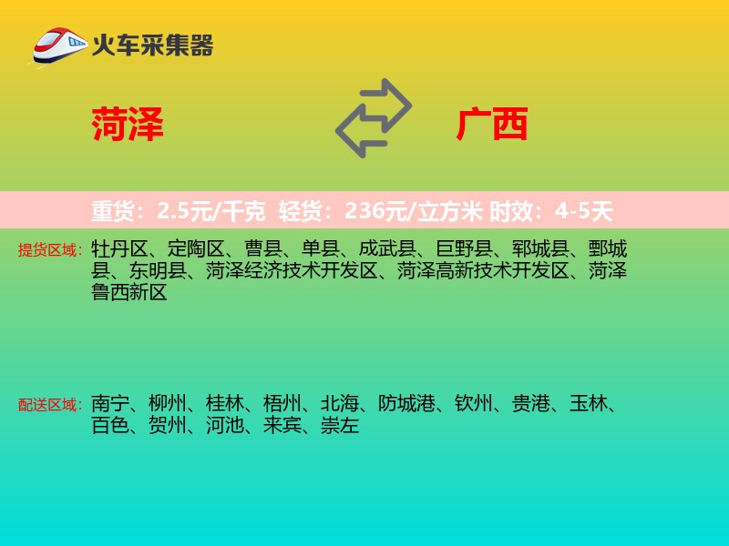 菏泽到广西物流专线