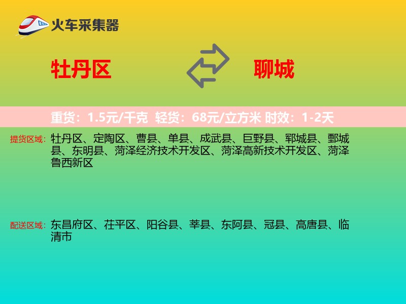 牡丹区到聊城物流专线