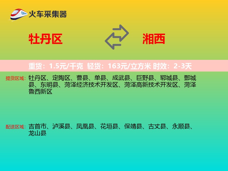 牡丹区到湘西物流专线
