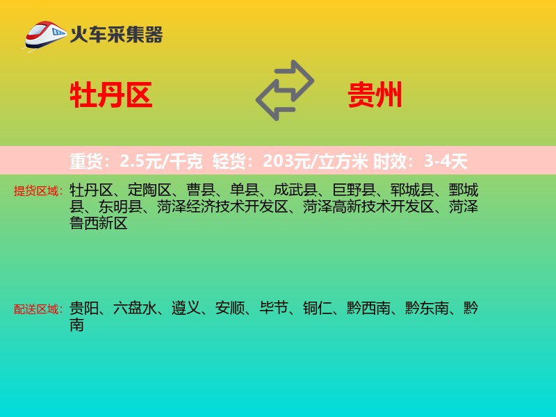 牡丹区到贵州长途搬家