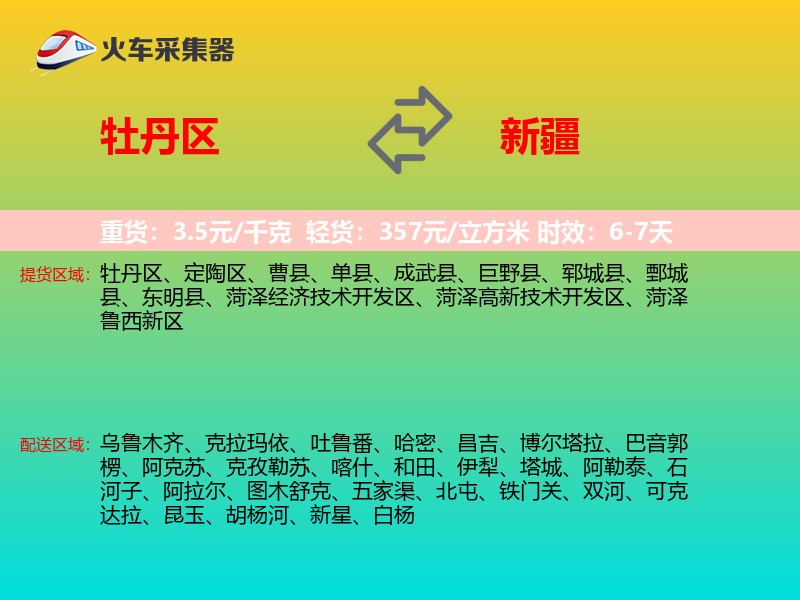 牡丹区到新疆物流专线