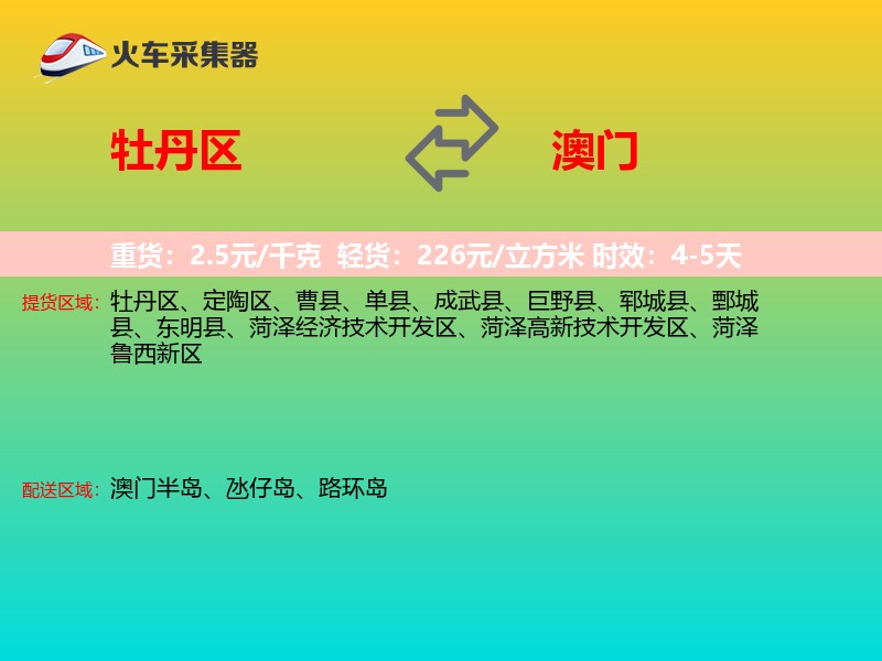 牡丹区到澳门轿车托运