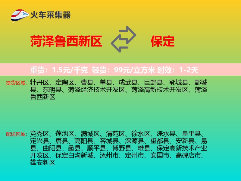 菏泽鲁西新区到保定物流专线