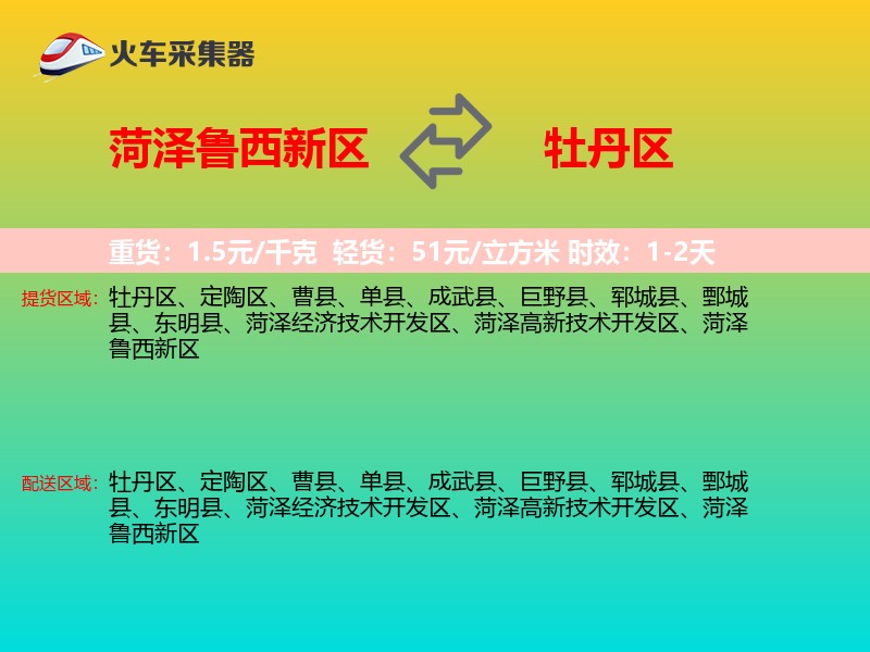 菏泽鲁西新区到牡丹区物流专线