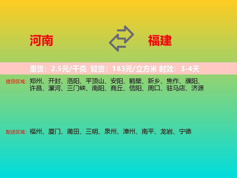 河南到福建长途搬家