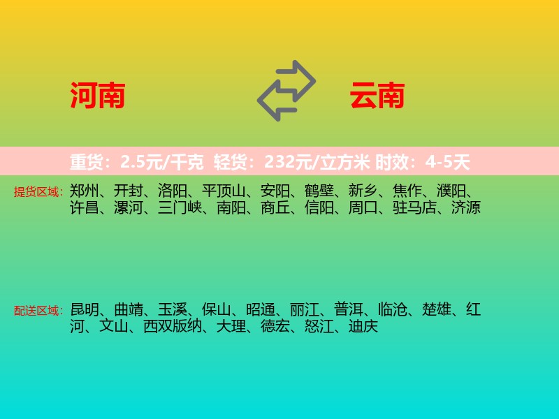 河南到云南长途搬家
