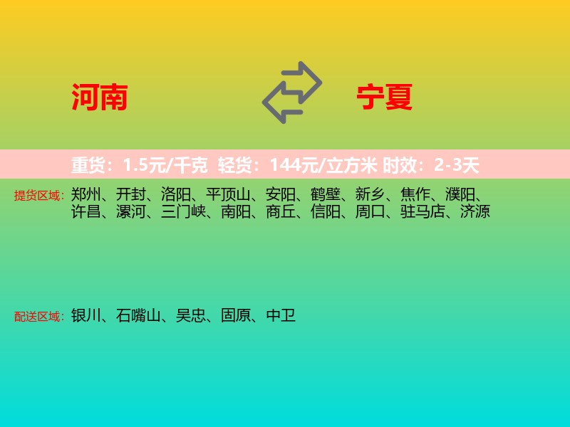 河南到宁夏长途搬家