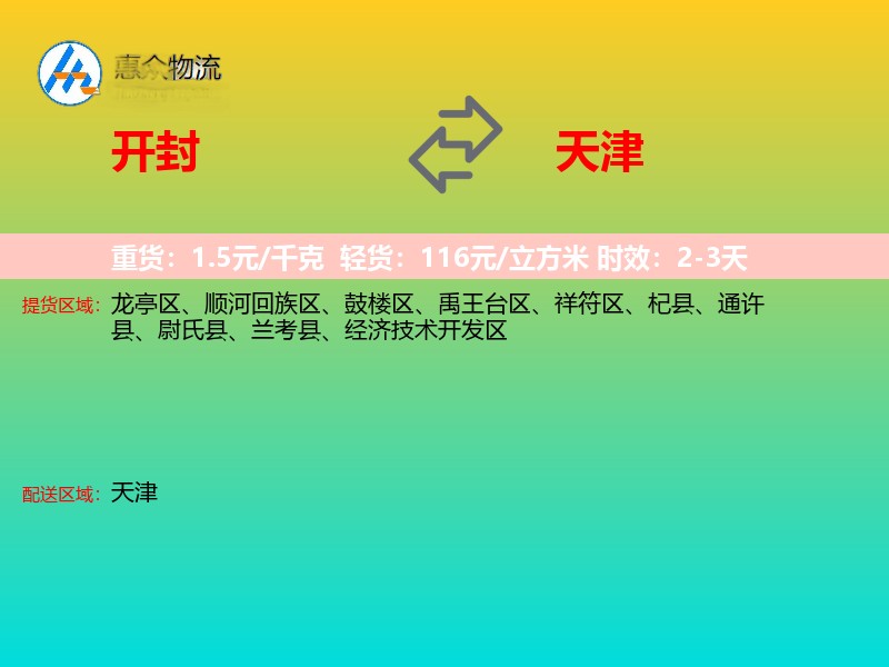 开封到天津物流专线