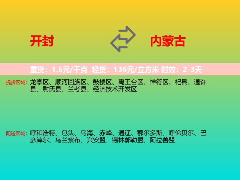 开封到内蒙古长途搬家