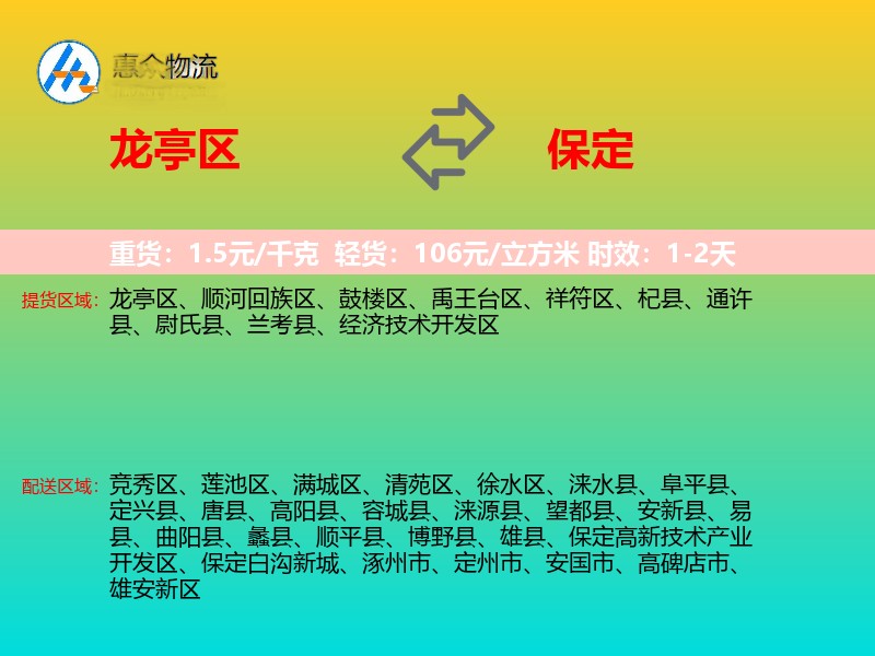 龙亭区到保定物流专线
