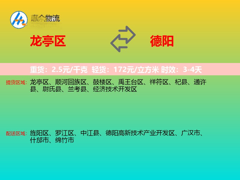 龙亭区到德阳物流专线